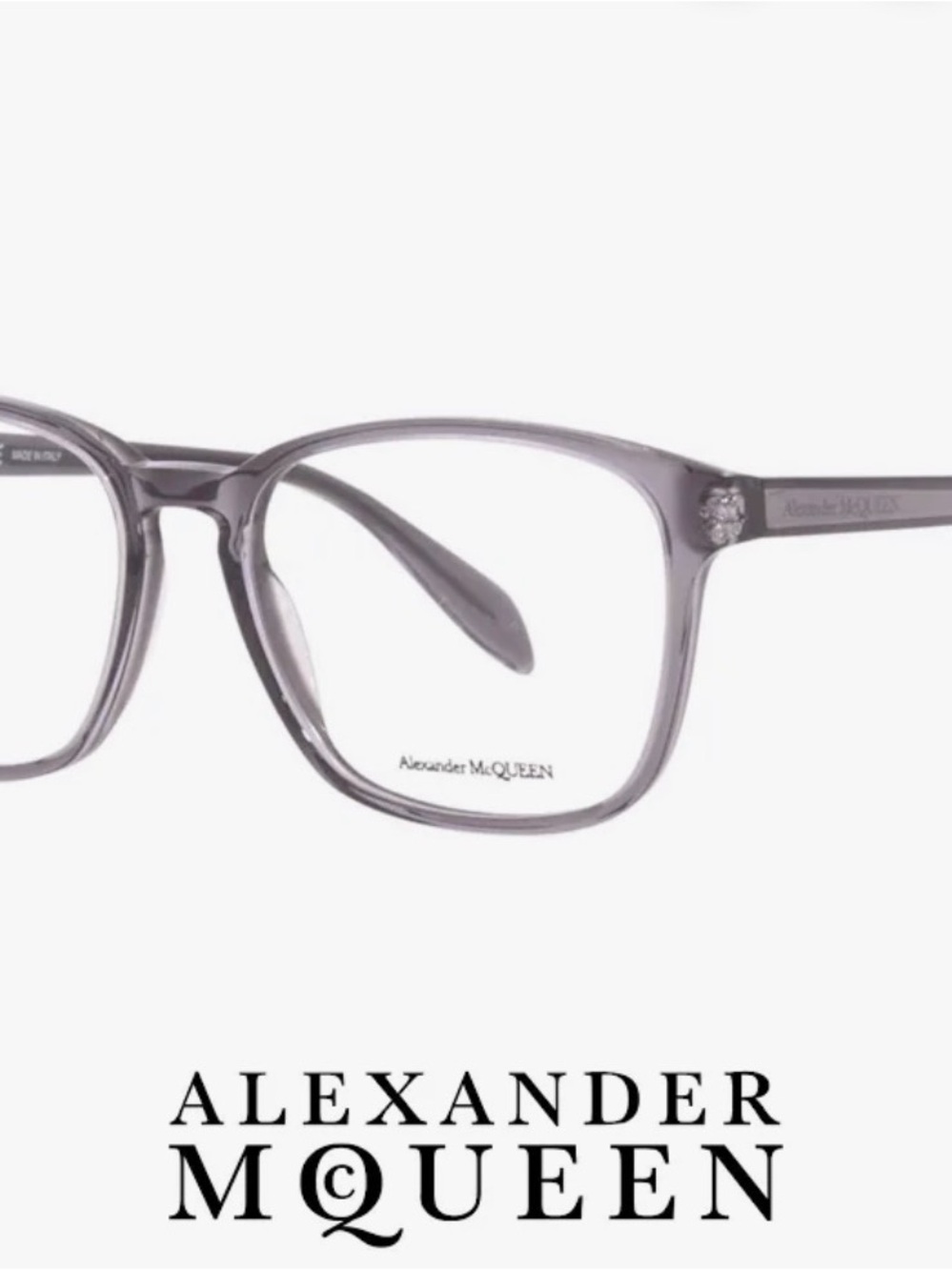 Alexander McQueen Translucent Grey Unisex Eyeglass Frames